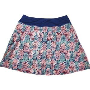 18 Birdies Skort Womens Small Blue Pink Skirt Golf Pineapple